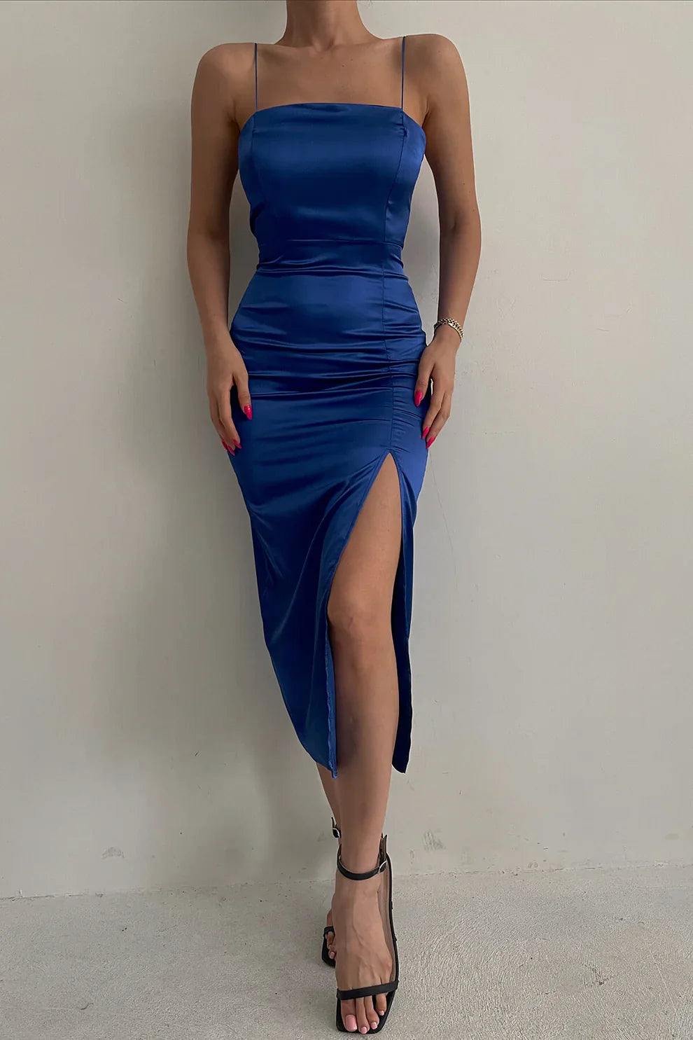 Sexy Sheath Spaghetti Straps Long Prom Dresses Birthday Outfits Evening Gown main image 0