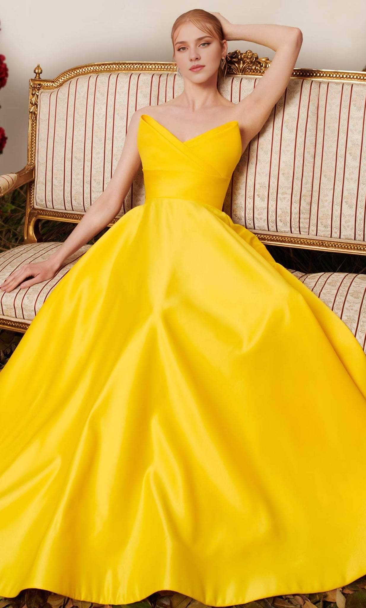 Gowns Evening Dresses/ Strapless V-Neck A-Line Sweep Train Prom Gown/ Evening Dresses/ Formal Women's Dresses/ Prom Dress Shops