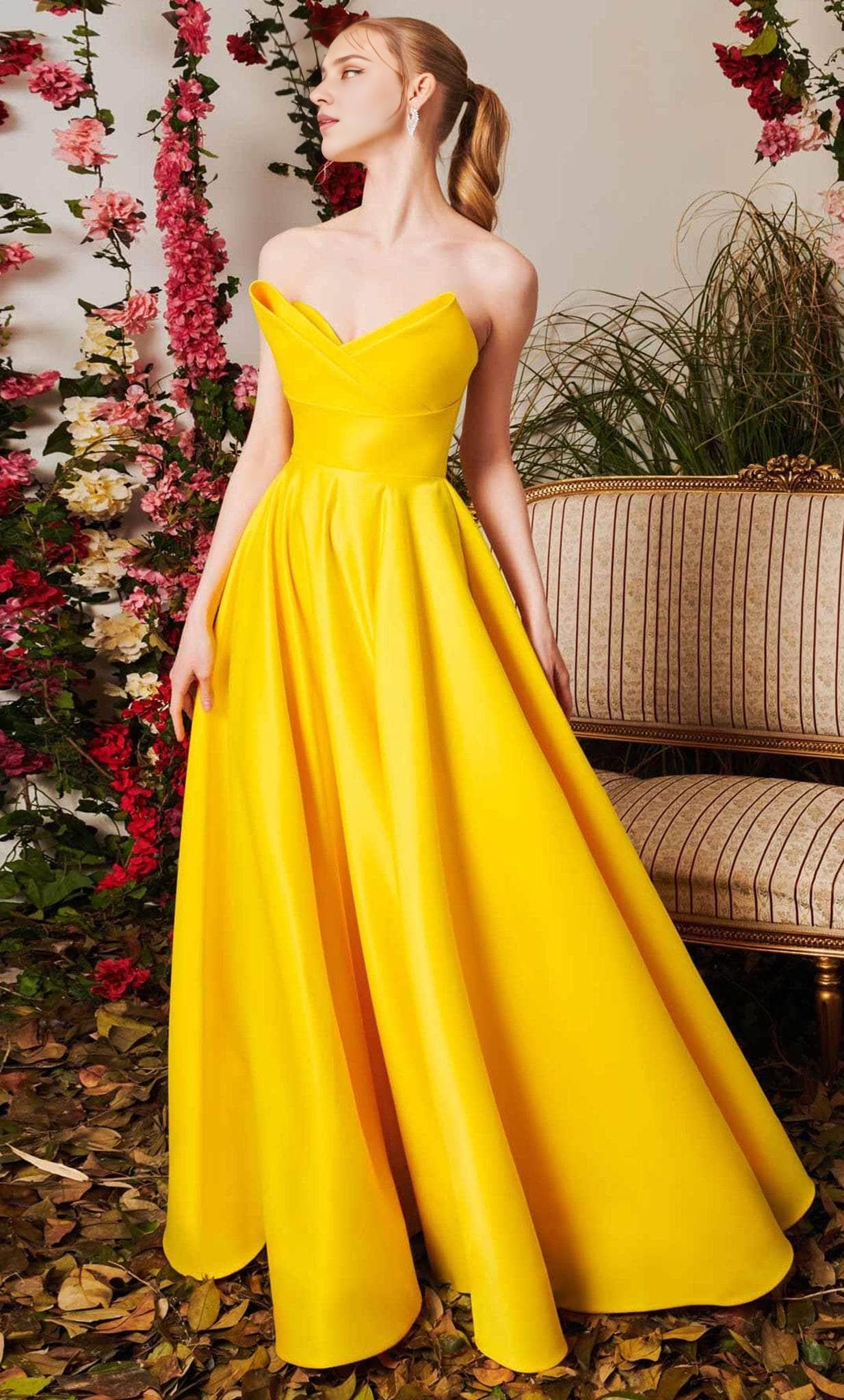 Gowns Evening Dresses/ Strapless V-Neck A-Line Sweep Train Prom Gown/ Evening Dresses/ Formal Women's Dresses/ Prom Dress Shops