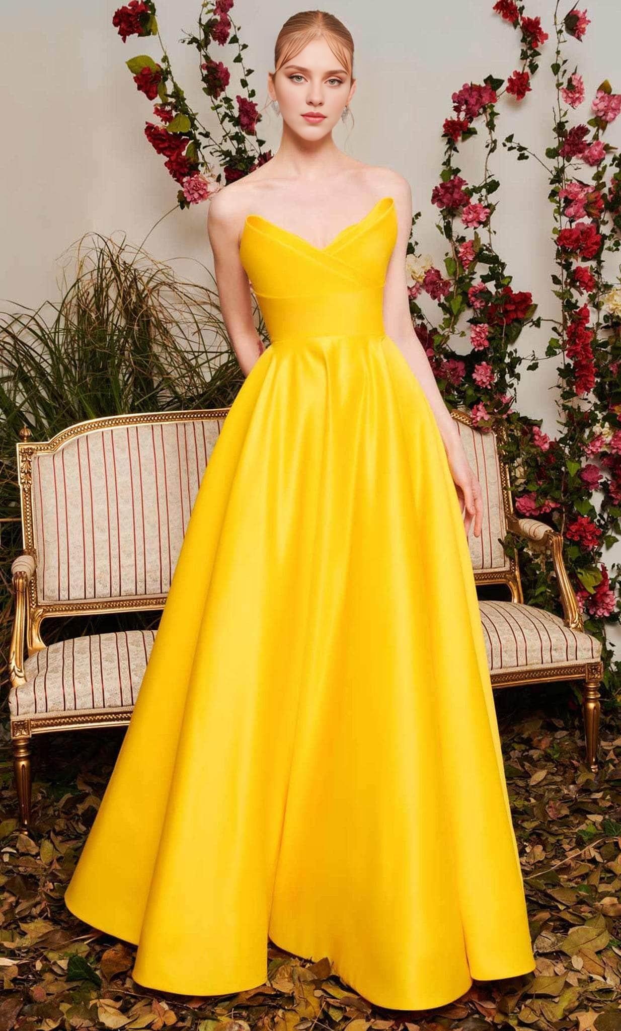 Gowns Evening Dresses/ Strapless V-Neck A-Line Sweep Train Prom Gown/ Evening Dresses/ Formal Women's Dresses/ Prom Dress Shops