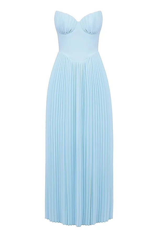 Xuewuba Dress A-line Romantic and Elegant Pleated Strapless Floor Length Prom Dress
