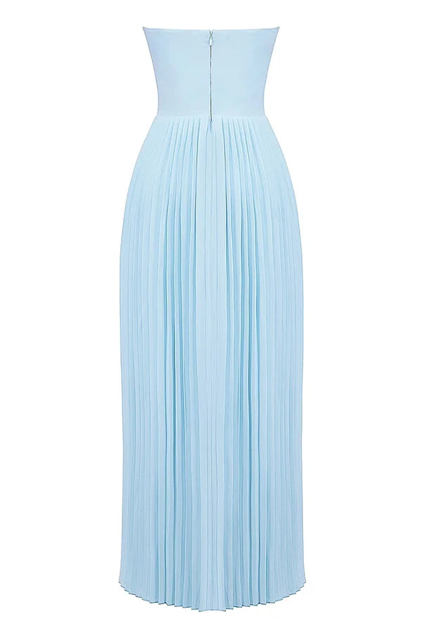 Xuewuba Dress A-line Romantic and Elegant Pleated Strapless Floor Length Prom Dress