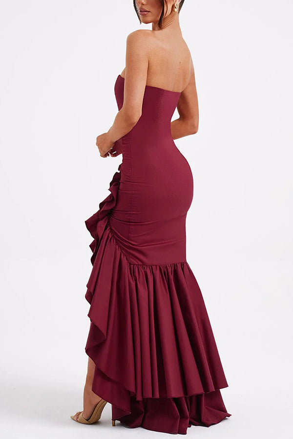 Xuewuba Dress Black Simple Sexy Off-shoulder Slim Fit Irregular Hem Sleeveless Prom Dress