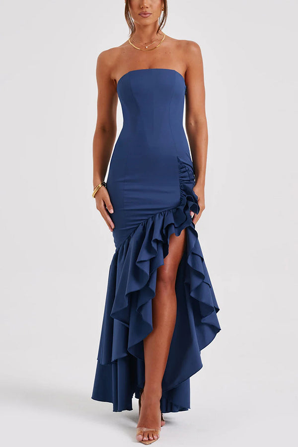 Xuewuba Dress Black Simple Sexy Off-shoulder Slim Fit Irregular Hem Sleeveless Prom Dress