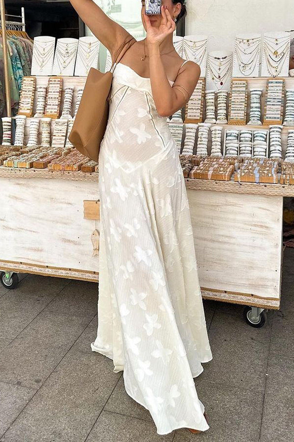 Xuewuba Dress Romantic Vintage Feel Back Lace-up Spaghetti Straps Floaty Floor Length Prom Dress