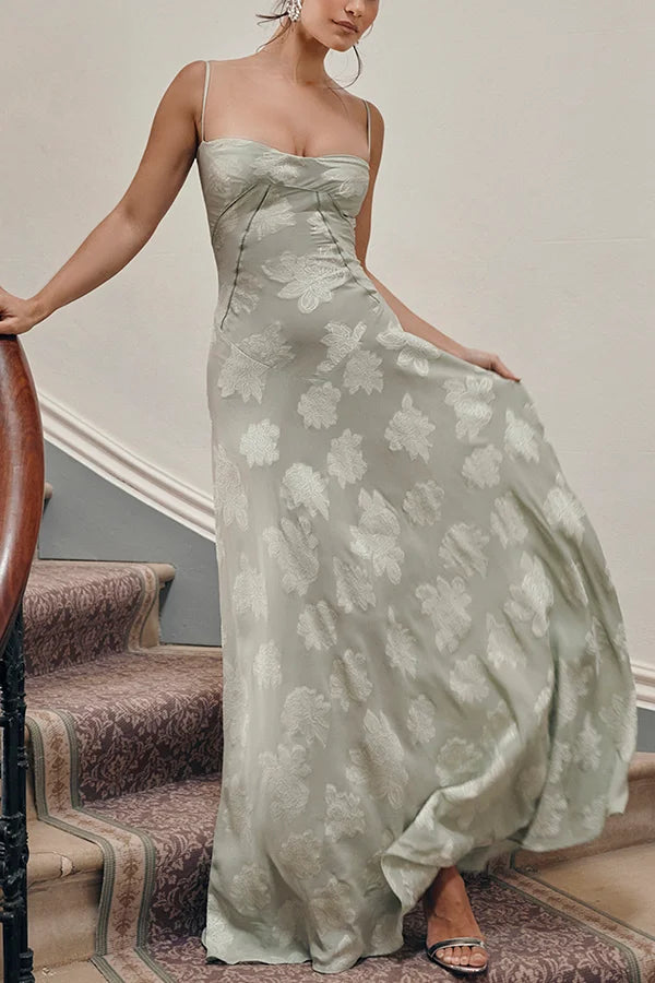 Xuewuba Dress Romantic Vintage Feel Back Lace-up Spaghetti Straps Floaty Floor Length Prom Dress
