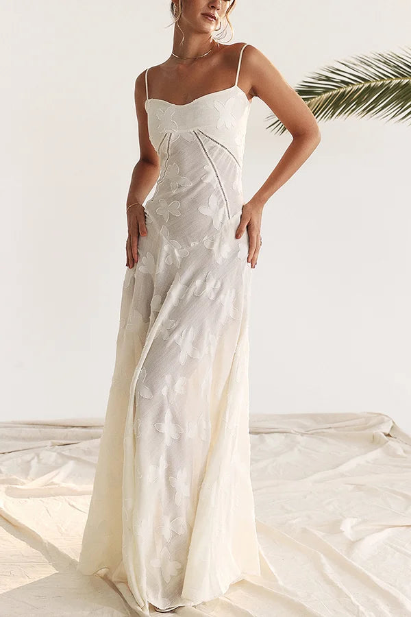 Xuewuba Dress Romantic Vintage Feel Back Lace-up Spaghetti Straps Floaty Floor Length Prom Dress