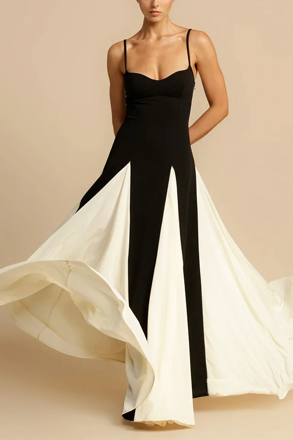 Xuewuba Dress Timeless Elegance Panelled Tulle Spaghetti Straps A-line Sleeveless Maxi Prom Dress