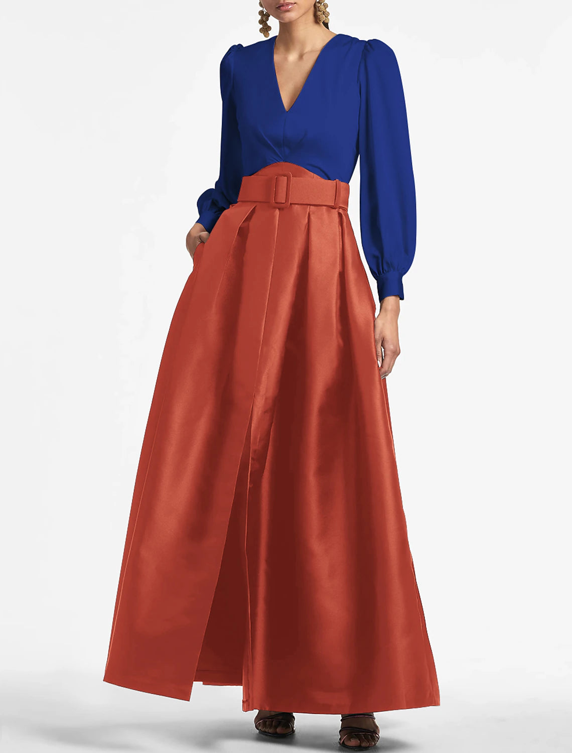 A-Line Evening Gown Party Dress Elegant Dress Formal Wedding Guest Floor Length Short Sleeve V Neck Belt / Sash Satin