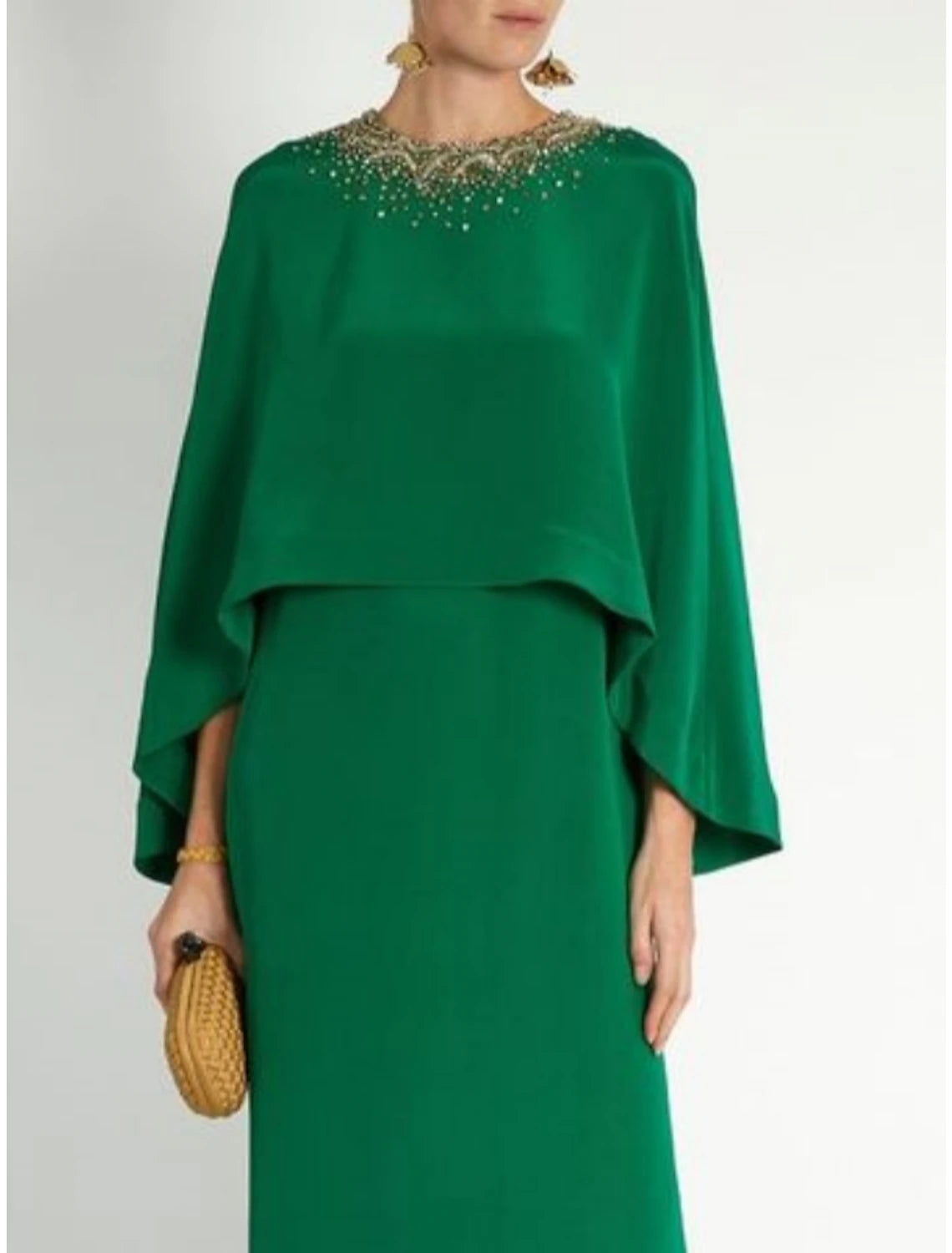 Sheath / Column Mother of the Bride Dress Formal Elegant Party Jewel Neck Ankle Length Chiffon Long Sleeve