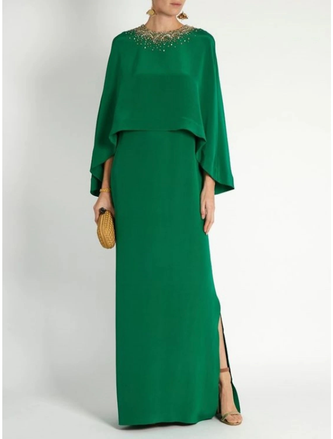 Sheath / Column Mother of the Bride Dress Formal Elegant Party Jewel Neck Ankle Length Chiffon Long Sleeve