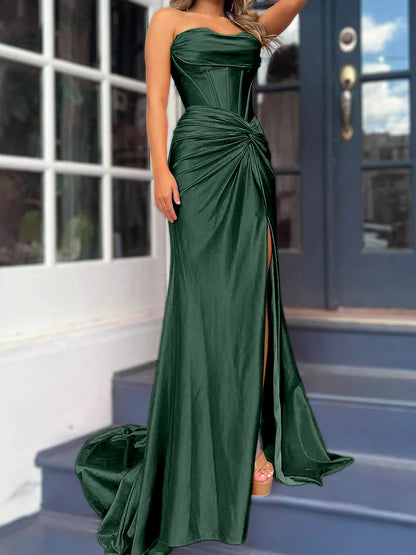 Sheath/Column Strapless Floor-Length Long Dresses