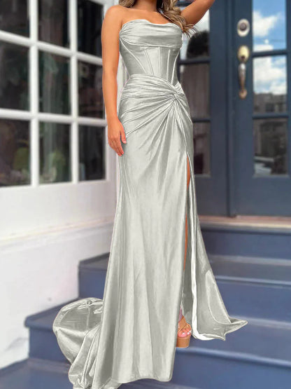 Sheath/Column Strapless Floor-Length Long Dresses