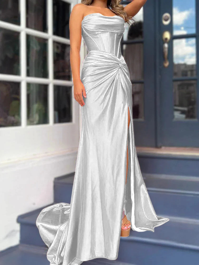 Sheath/Column Strapless Floor-Length Long Dresses