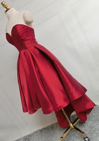 Sleeveless Satin Asymmetrical Homecoming Dress With Pleated