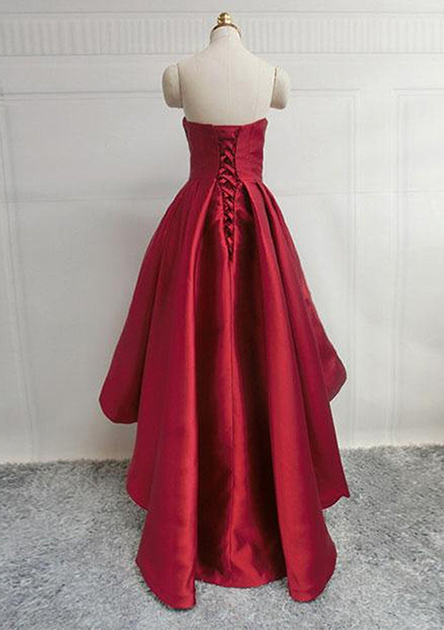 Sleeveless Satin Asymmetrical Homecoming Dress With Pleated