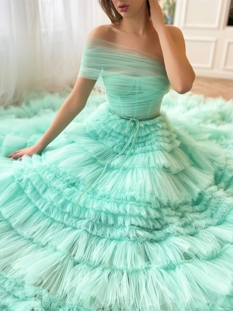 A-Line/Princess One-Shoulder Sleeveless Floor-Length Prom Dresses