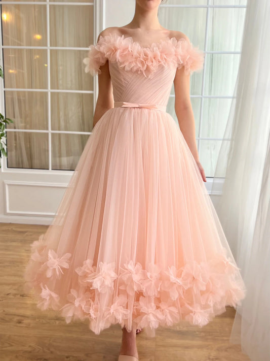 A-Line/Princess Sweetheart Off-The-Shoulder Ankle-Length Prom Dress