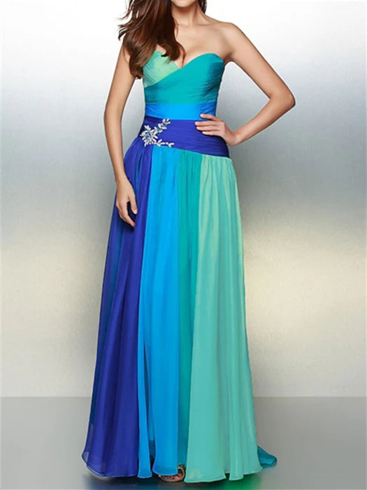 A-Line/Princess Sleeveless Sweetheart Floor-Length Prom Dresses