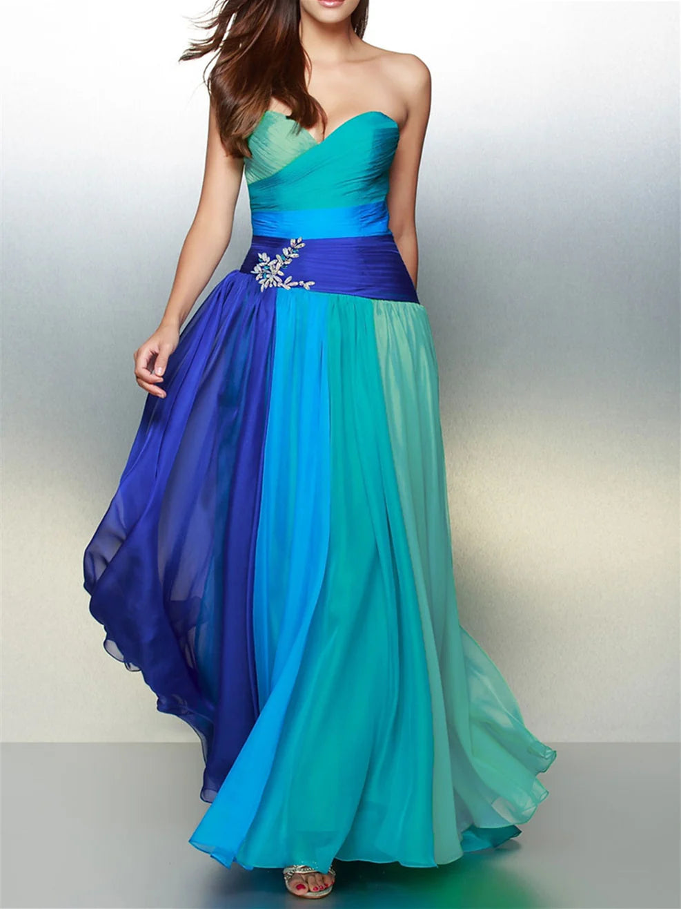 A-Line/Princess Sleeveless Sweetheart Floor-Length Prom Dresses