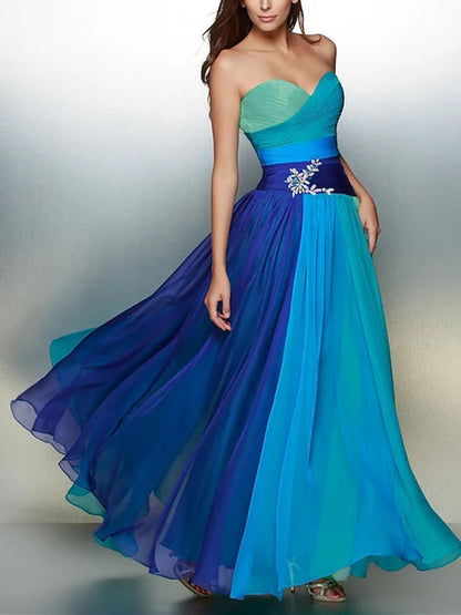 A-Line/Princess Sleeveless Sweetheart Floor-Length Prom Dresses