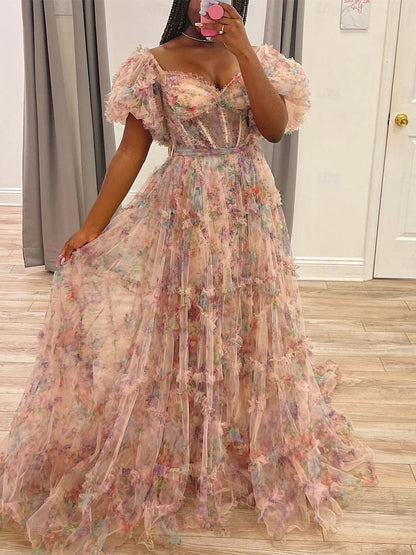 Off-The-Shoulder Floor-Length Sweetheart Prom Dress