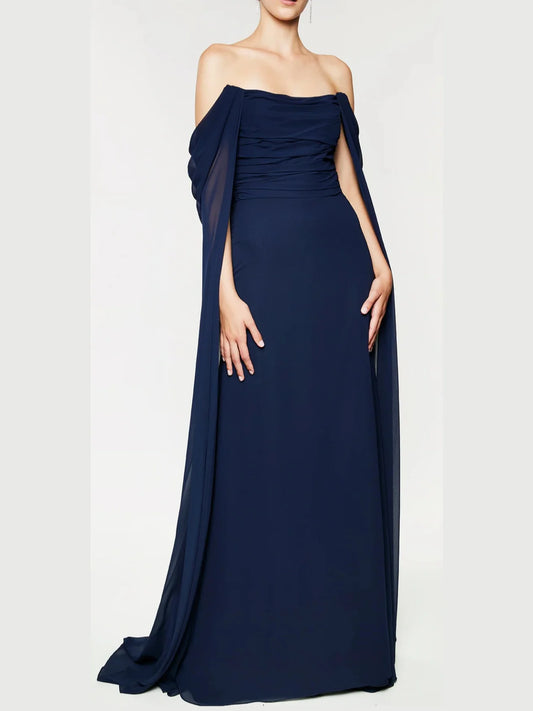 A-Line/Princess Strapless Sleeveless Floor-Length Evening Dress