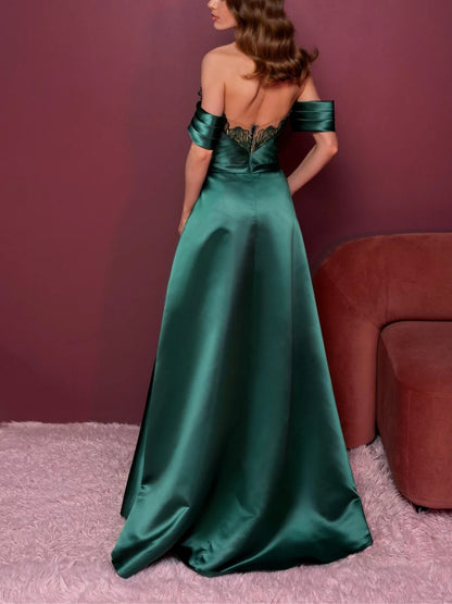 A-Line/Princess Strapless Sleeveless Floor-Length Evening Dress