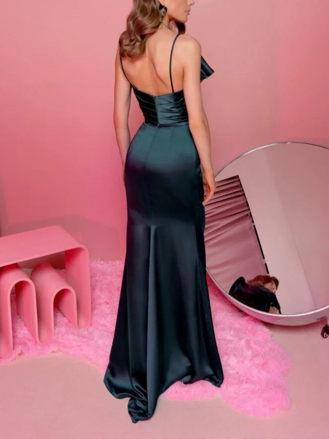 Sheath/Column Spaghetti Straps Sleeveless Floor-Length Evening Dress