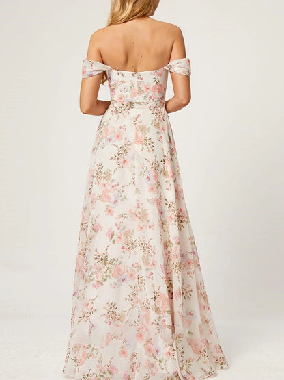 A-Line/Princess Strapless Sleeveless Floor-Length Prom Dress