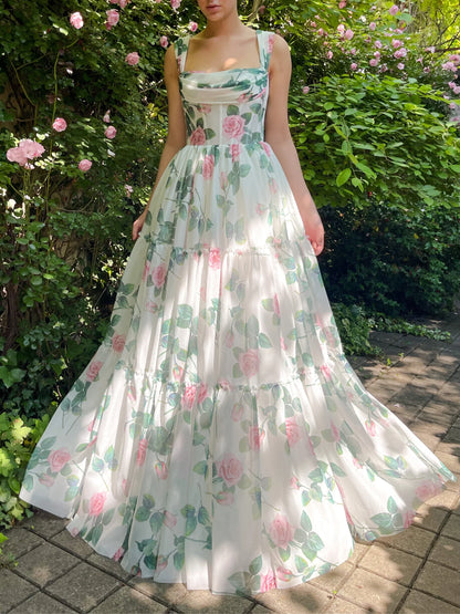 A-Line/Princess Off-The-Shoulder Sleeveless Floor-Length Prom Dress