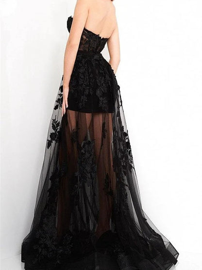 A Line/Princess Strapless Floor-Length Evening Dress