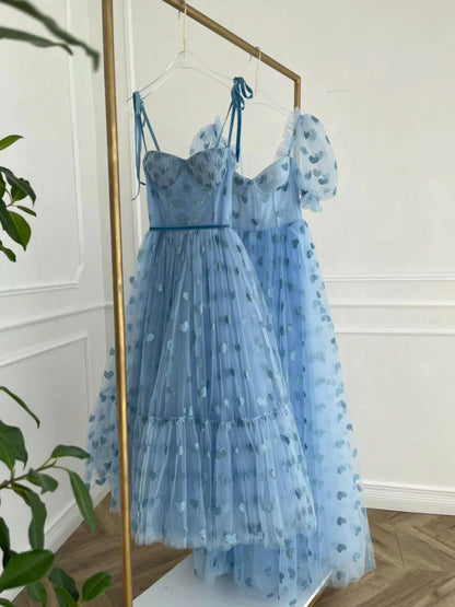 Blue sweetheart neck tulle Evening Homecoming Dresses