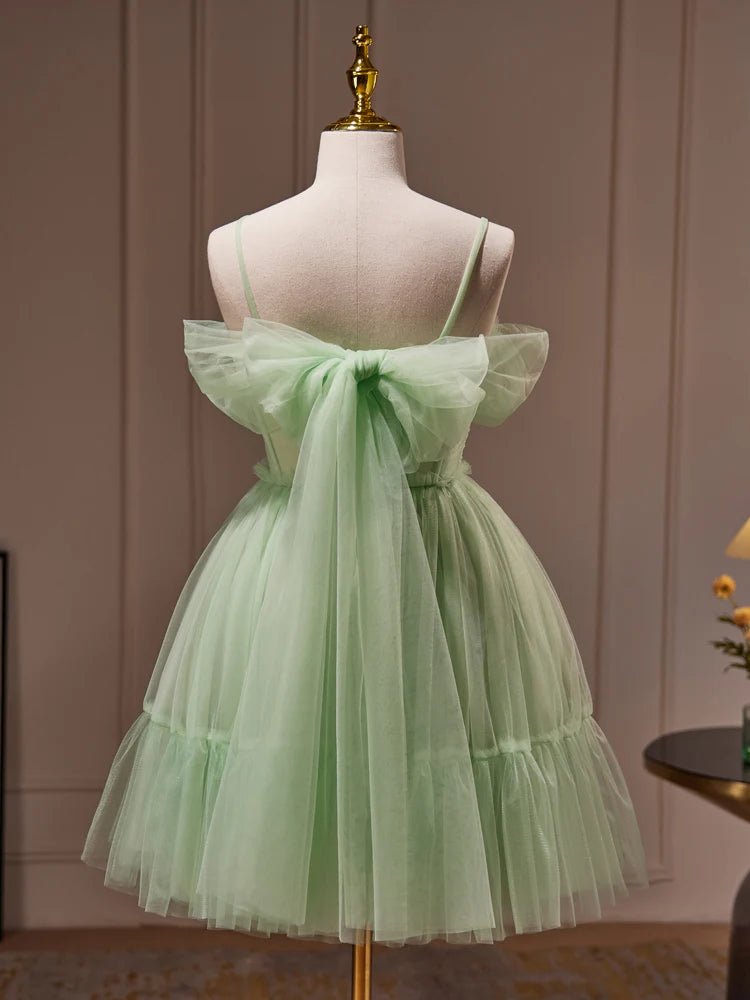 Green Sweetheart Neck Tulle Lace Short Homecoming Dresses