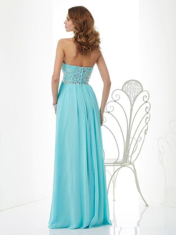 Beading Sweetheart Sleeveless Long Chiffon Dresses