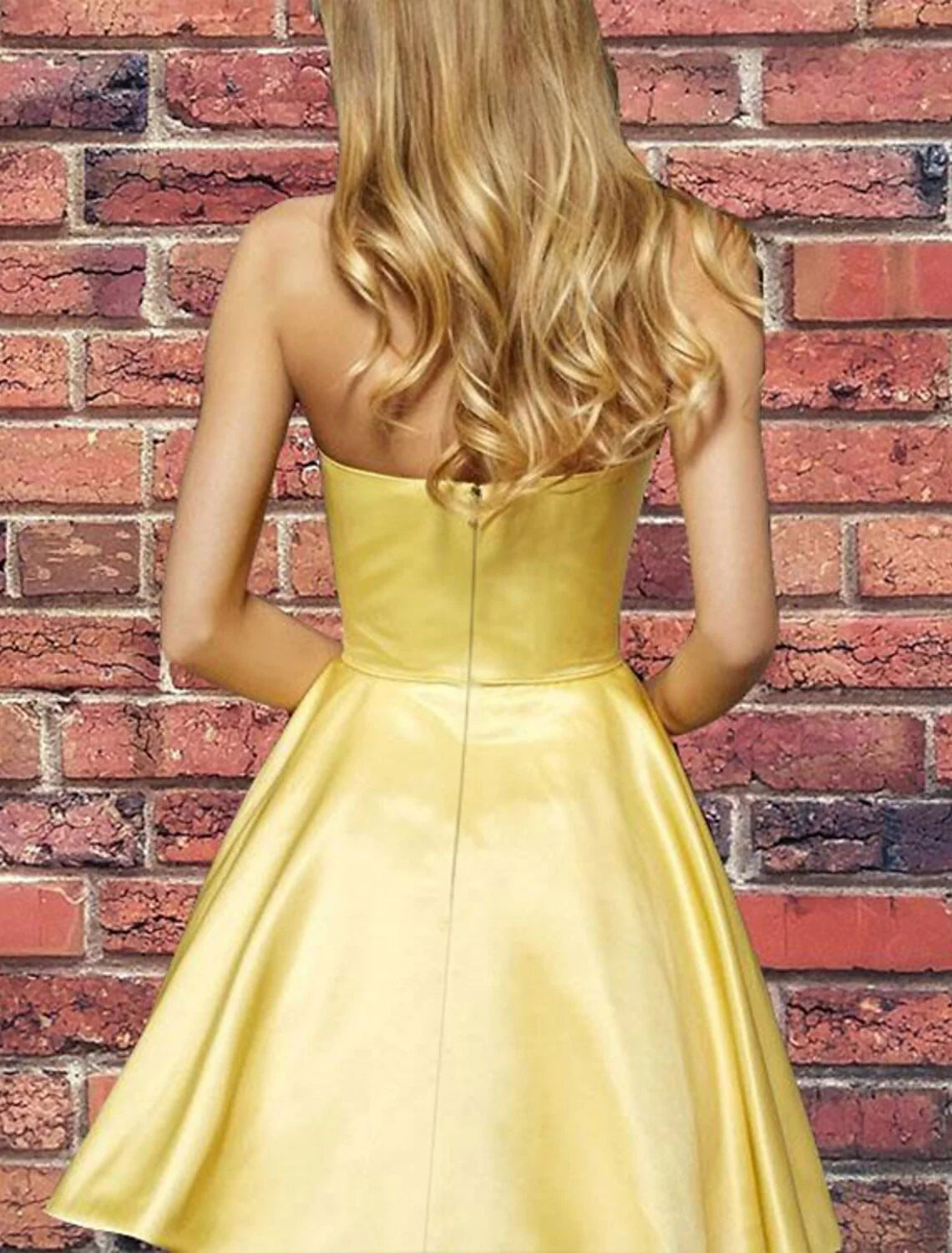 A-Line Hot Flirty Homecoming Cocktail Party Dress Strapless Sleeveless Short / Mini Satin