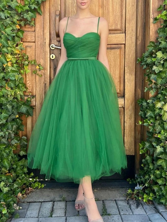 Simple green sweetheart neck tulle short Homecoming Dresses