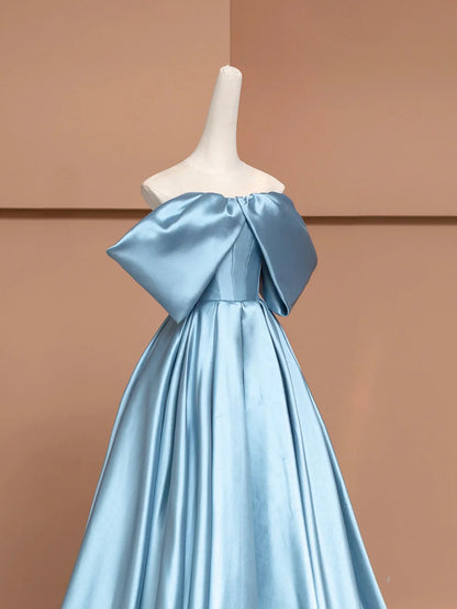 Satin Floor Length Prom Dress Off the Shoulder Evening Party Dress