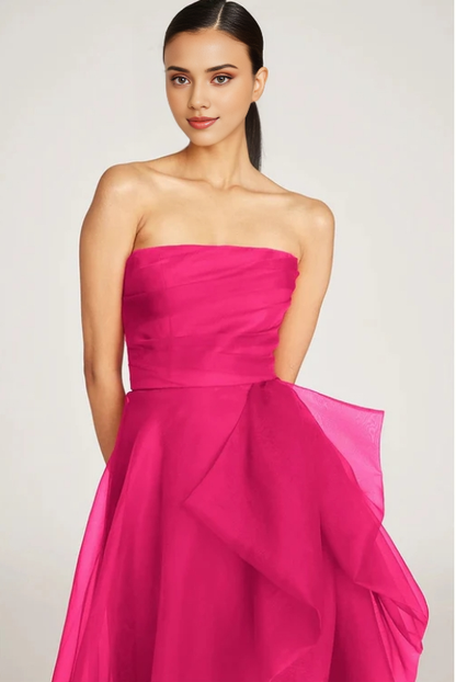 A-line Off-the-Shoulder Ruffle Floor Length Sleeveless Prom Party Dress