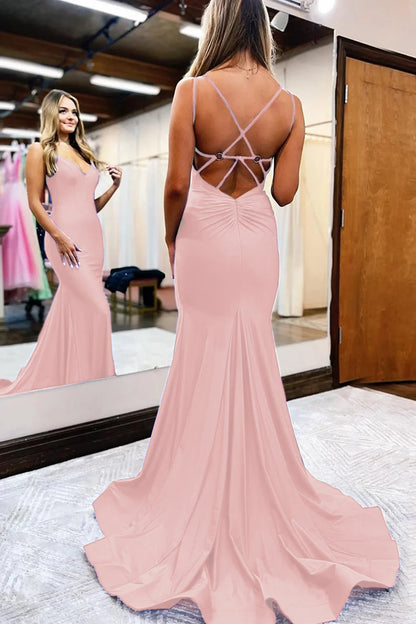 Mermaid Spaghetti Straps Long Prom Dress