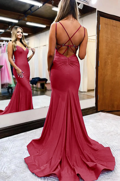 Mermaid Spaghetti Straps Long Prom Dress