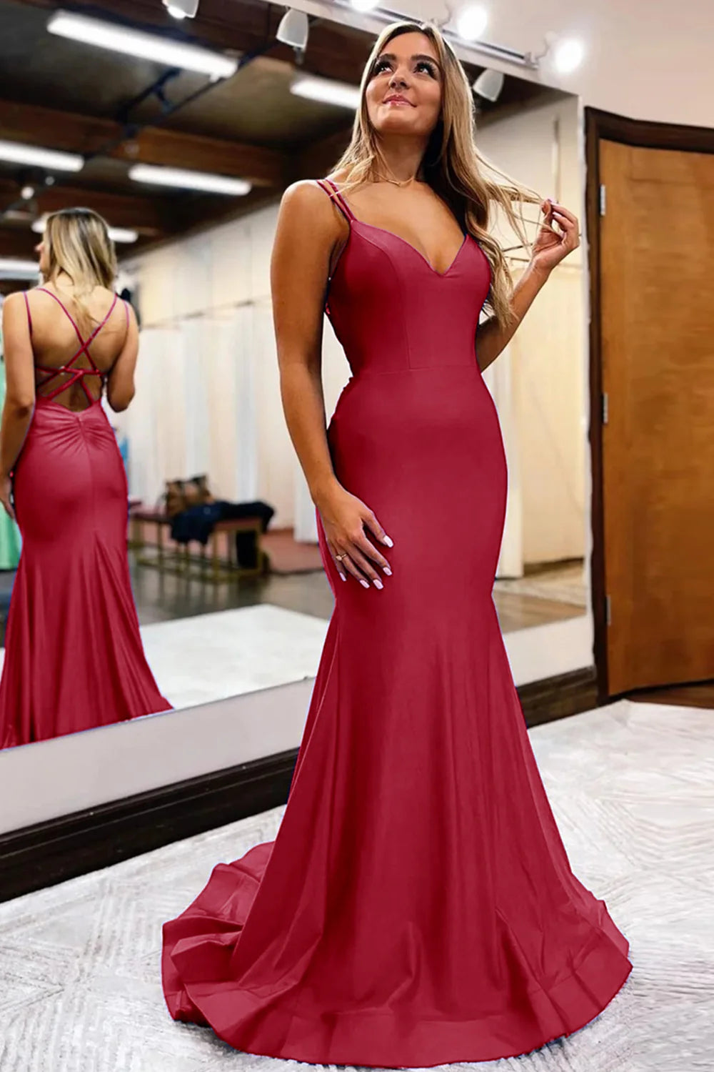 Mermaid Spaghetti Straps Long Prom Dress