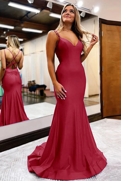 Mermaid Spaghetti Straps Long Prom Dress