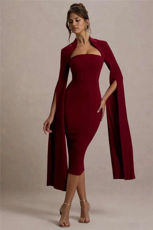 Xuewuba Prom Shop Dresses Cape Long Sleeve Square Collar Party Dress Formal Women's Dresses