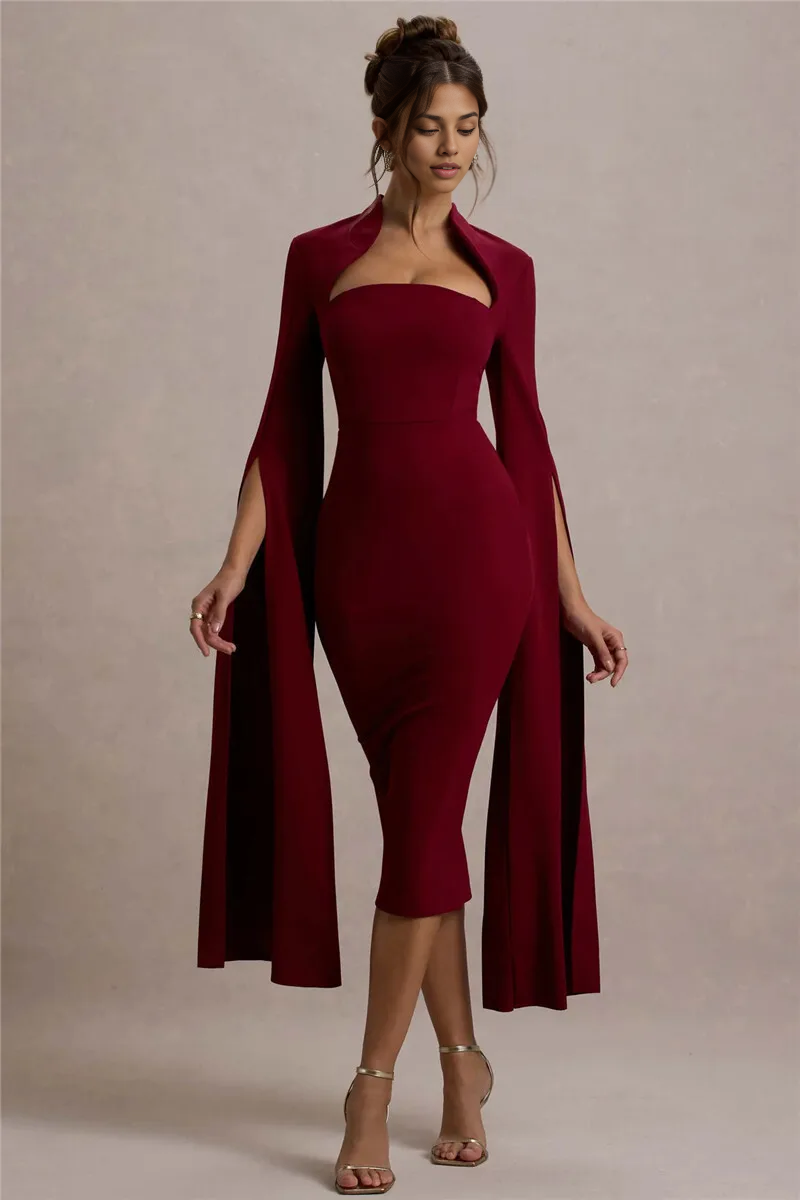 Xuewuba Prom Shop Dresses Cape Long Sleeve Square Collar Party Dress Formal Women's Dresses