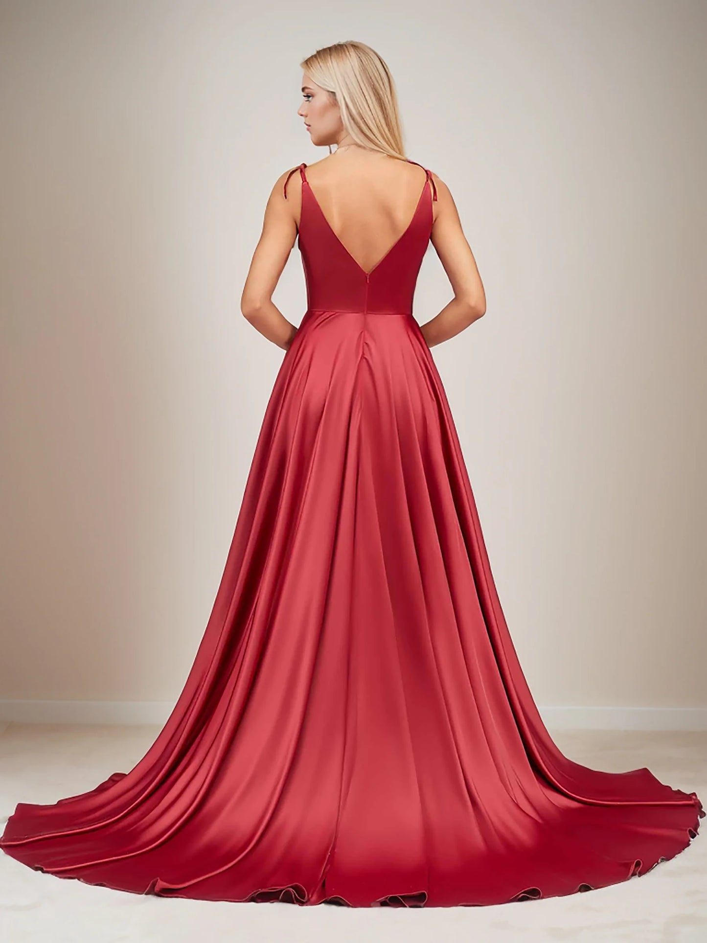 Elegant V Neck Sleeveless Split Bridesmaid Dresses Cocktail Party Prom Long Wedding Guest Dresses For Women