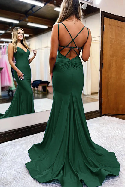 Mermaid Spaghetti Straps Long Prom Dress