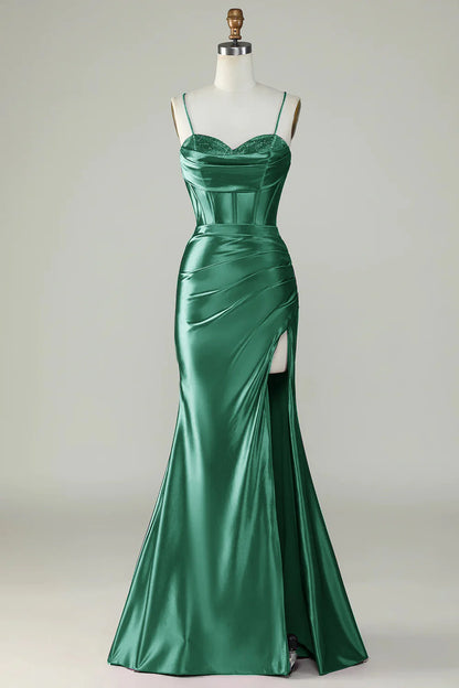 Mermaid Spaghetti Straps Long Prom Dress