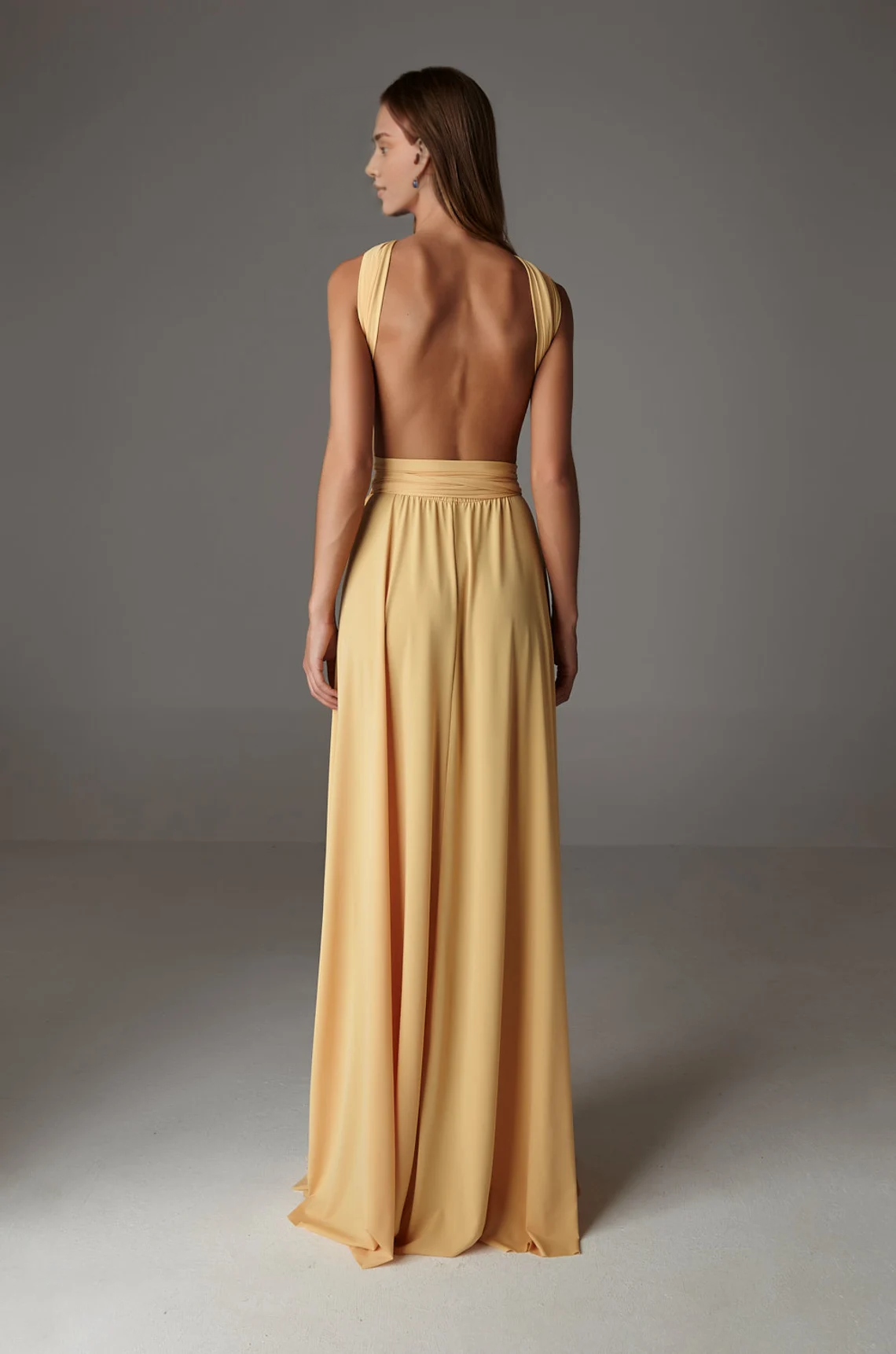 Deep V Neck A-line Backless Sleeveless Floor Length Bridesmaid Prom Party Dress