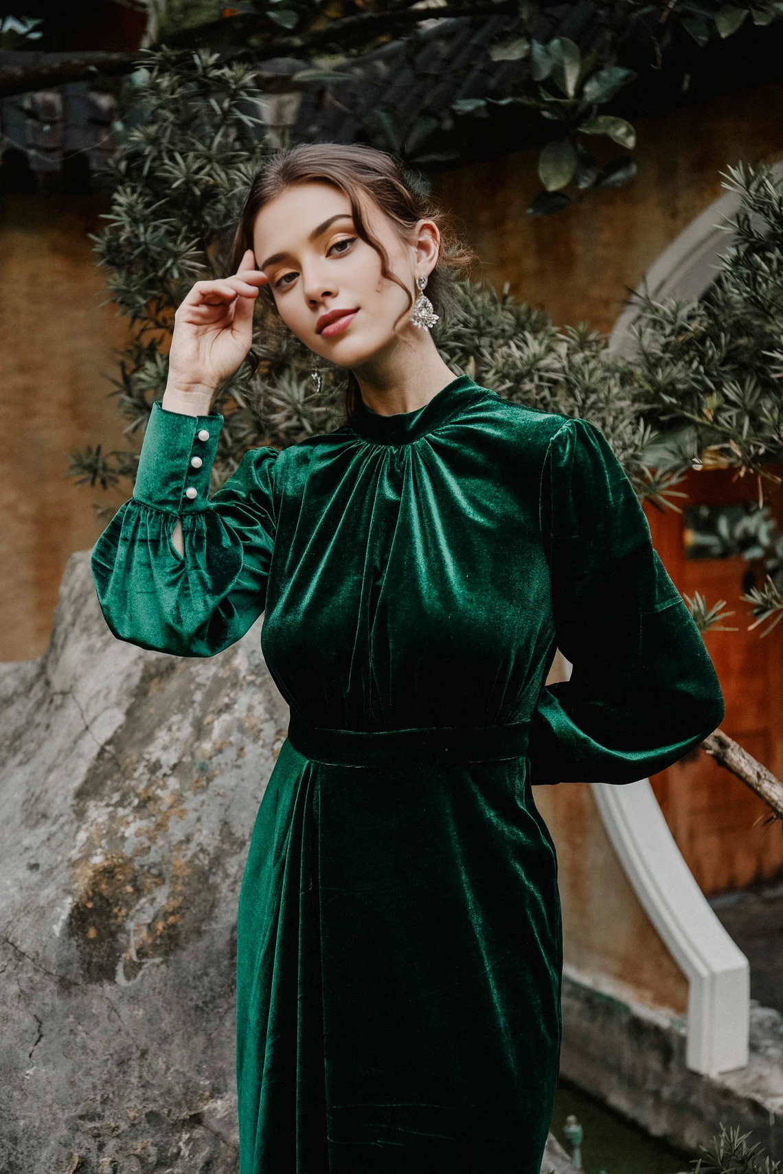 Emerald Green Velvet Dress Velvet Bridesmaid Dress Velvet Long Dress Velvet Long Sleeve Dress Winter Dress GIft For Her Prom Dress